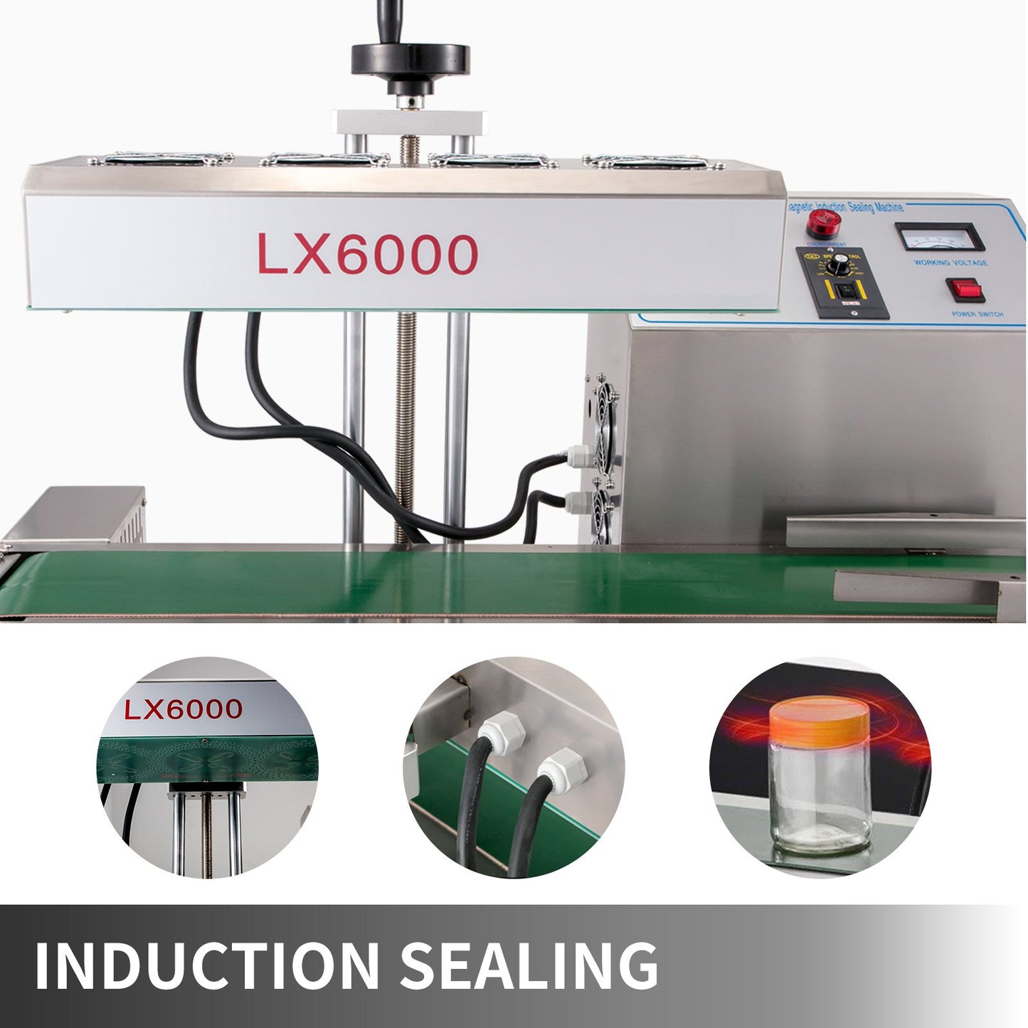 Induction Bottle Sealer Cap Diameter 20-80mm Induction Sealing Machine Continuous Induction Sealer Heat Induction Sealing Machine for Height 80-300mm Bottles