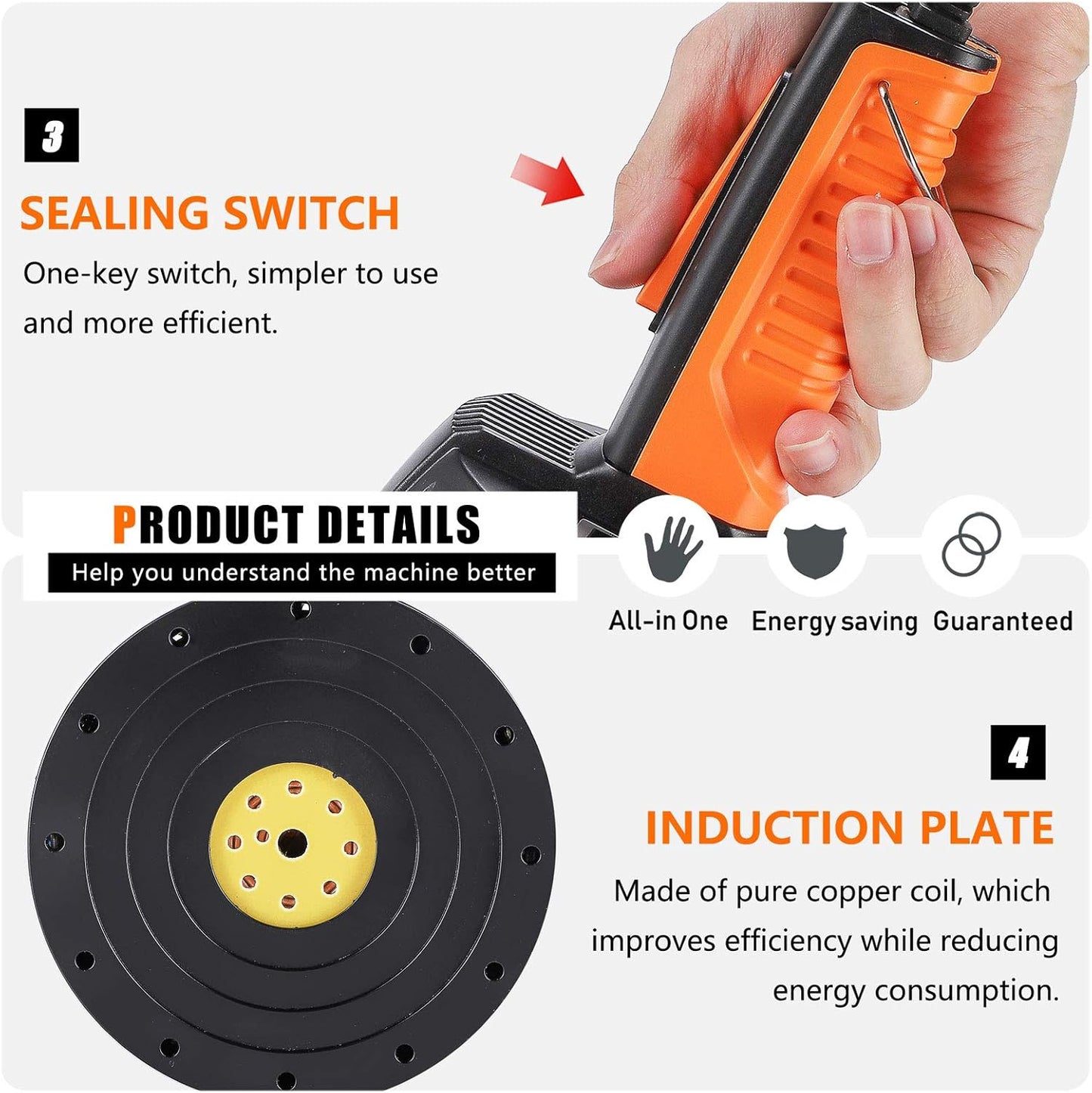 Handheld Induction Sealer 0.8"-3.1" Heat Bottle Cap Sealing Machine for Plastic Glass Bottles