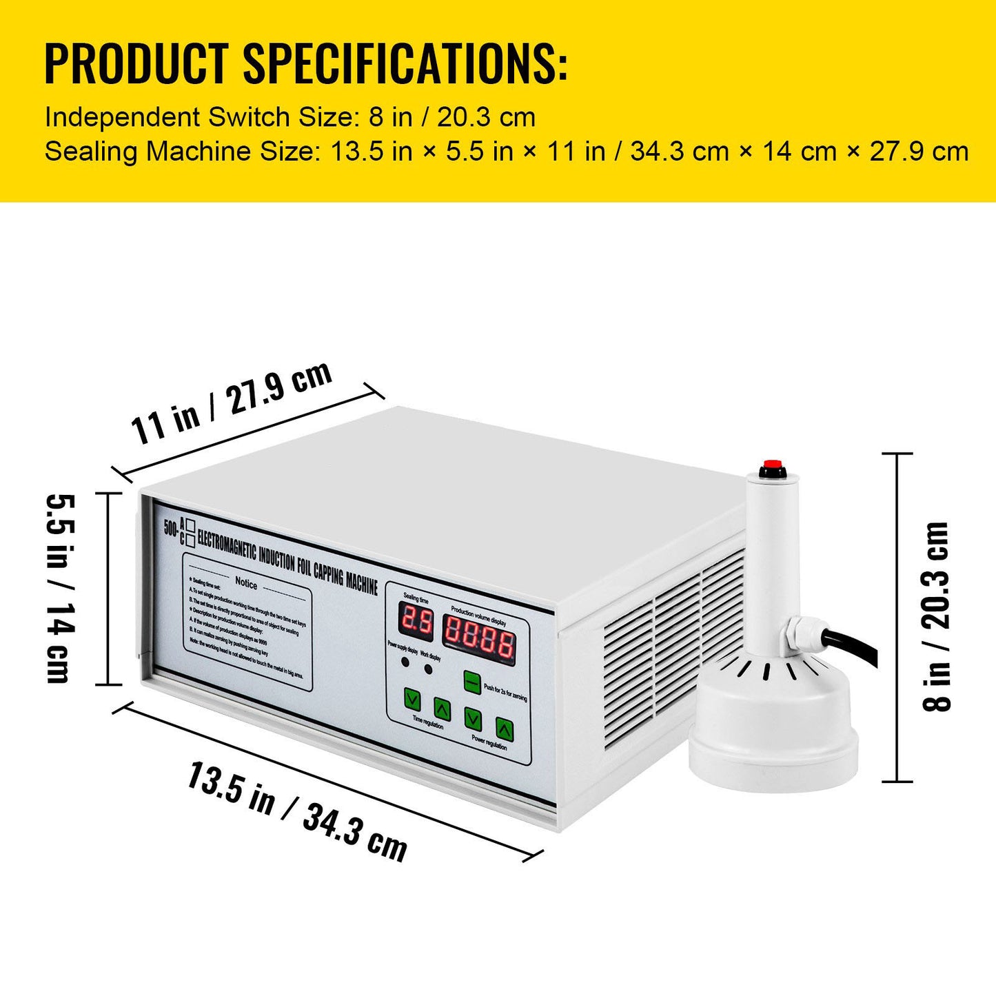 Induction Sealer, 20mm-100mm 110V Induction Bottle Sealing Machine, Induction Sealing Machine, White Bottle Cap Sealing Machine for Bottles