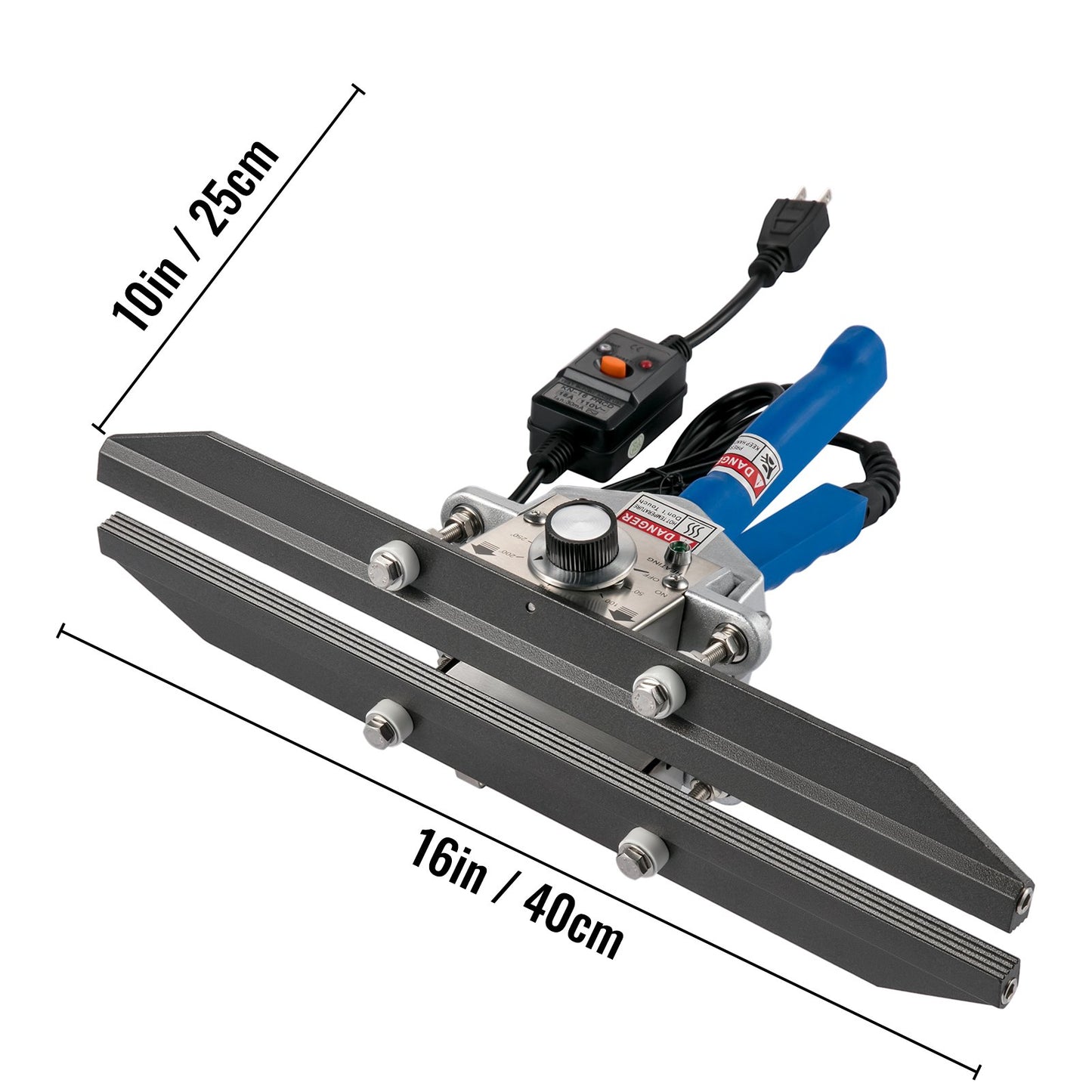 Heat Crimp Sealer FKR-400 16" Bag Crimper 500W/110V Portable Hand Held Heat Crimper Sealer w/ 0-250℃ Temperature Control For Mylar Bag,Foil Bag, Cellophane Bag, Kraft Paper Bag, BOPP Bag